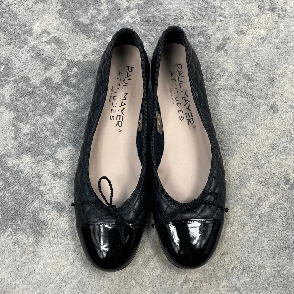 Paul Mayer Attitudes Titou Cap Toe Pump Black Quilted Leather Sz 10